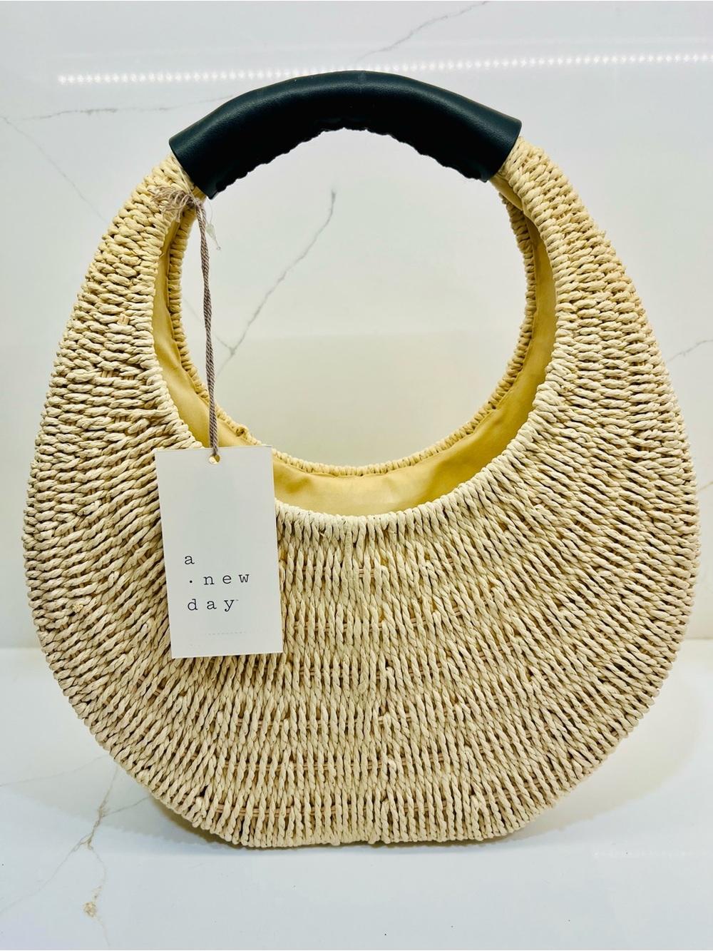 NWT- A New Day Paper Straw Crescent Shoulder Bag - Picture 6 of 8